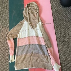 Open-knit hooded sweater size small